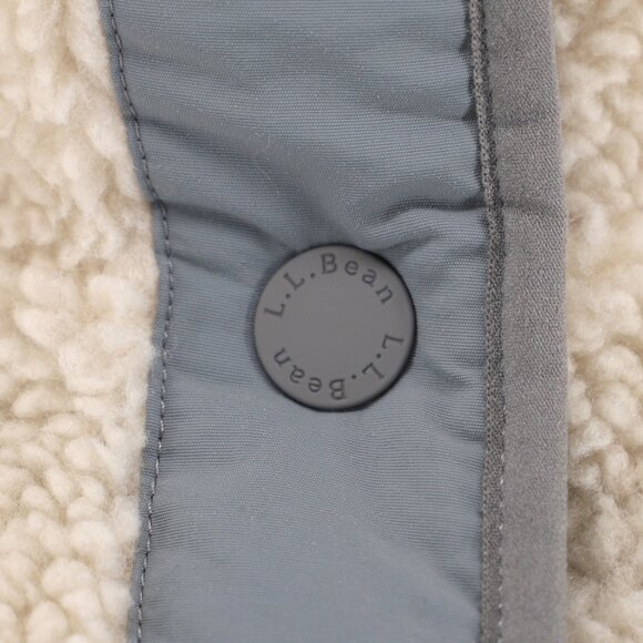 L.L.BEAN Women's Bean's Sherpa Fleece Jacket Stand Collar Oatmeal Beige Size L - Picture 6 of 9